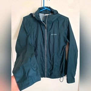 Columbia Rain Jacket Size Large Lightweight Windbreaker Stowable Hood